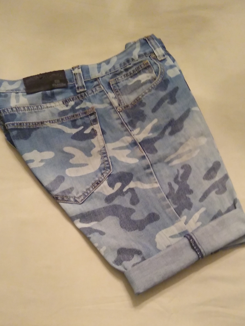 Blue Camo Jean Shorts